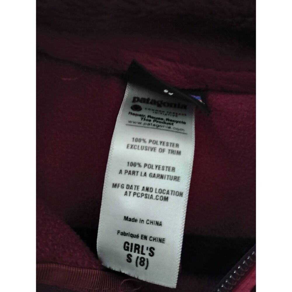 Girls Patagonia Magenta Fleece Pullover Size Small - Picture 5 of 5